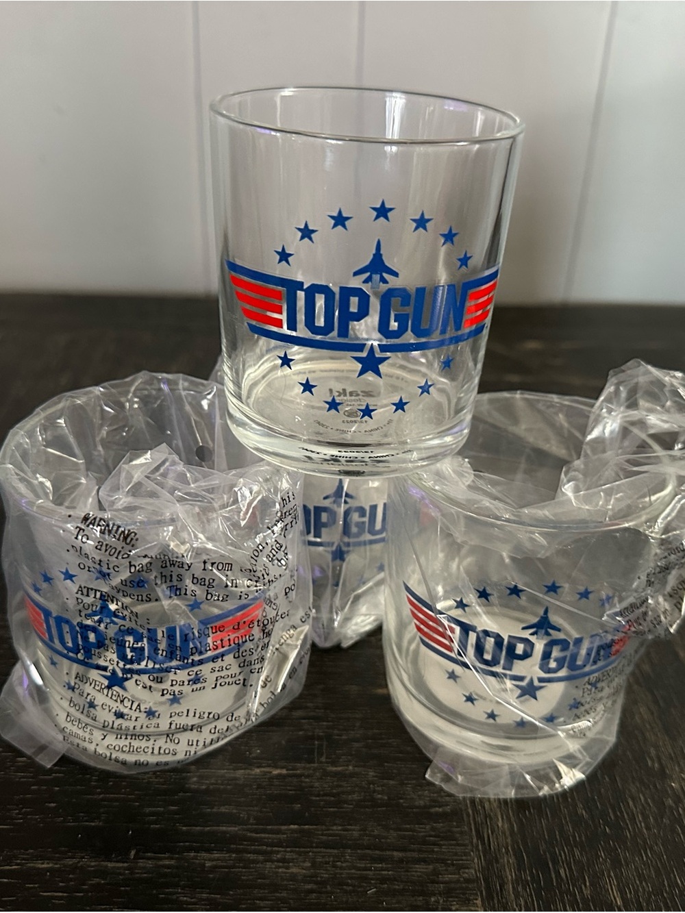 Blue & Red Logo Whiskey Glass - Set of 3